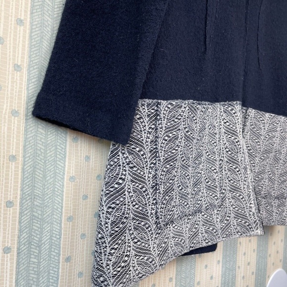 Anthropologie Angel of the North Woman M Soft Lightweight Wool Coat Navy Blue - Picture 7 of 11